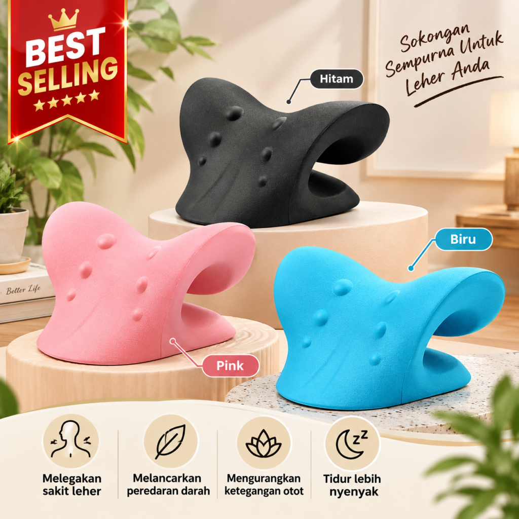 Set Jimat- 3x Neck Massage Pillow (Black, Pink, Blue)